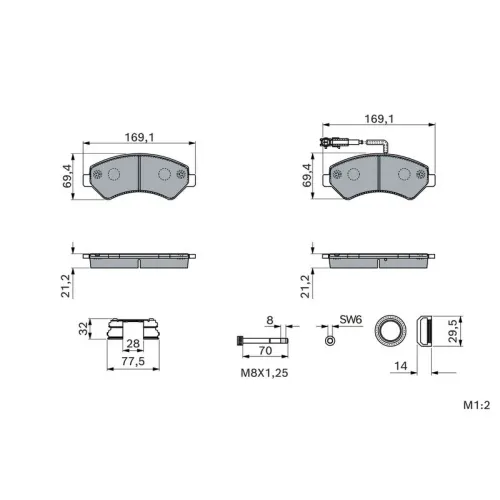 Klocki Ham. Fiat P. Ducato 2,0-3,0 D 14- - BOSCH (0986460239)