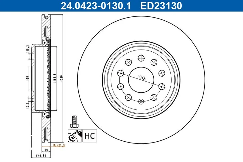 Tarcza Ham. Vw P. Id.3 19- - ATE (24.0423-0130.1)