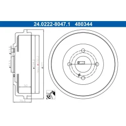 Fékdob Ford T. Tourneo/Transit 1,0/1,5-1,6 Tdci 14-23 - ATE (24.0222-8047.1)