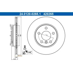 Tarcza Ham. Bmw P. I3 Electric 13- - ATE (24.0120-0265.1)