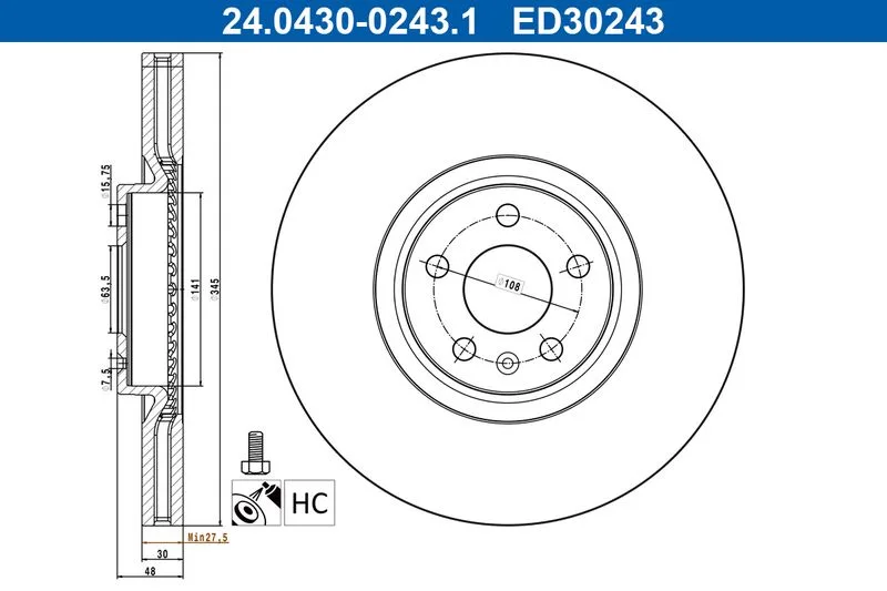 Tarcza Ham. Polestar P. 2 Ev 19- - ATE (24.0430-0243.1)