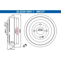 Fékdob Hyundai T. Accent/Solaris 1,4-1,6 10- - ATE (24.0220-3051.1)
