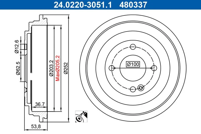 Fékdob Hyundai T. Accent/Solaris 1,4-1,6 10- - ATE (24.0220-3051.1)