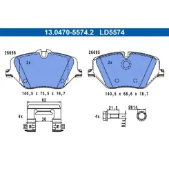 Klocki Ham. Bmw P. 2/X1/X2 1,5-2,0 21- Ceramic - ATE (13.0470-5574.2)