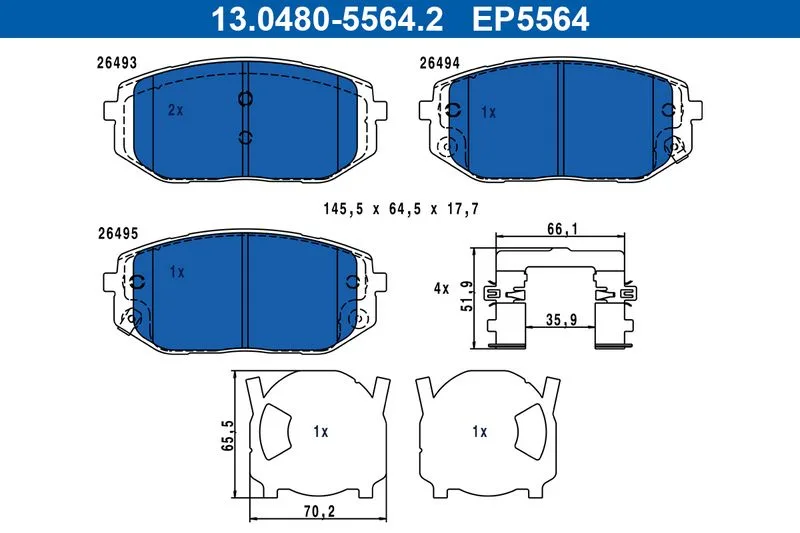 Klocki Ham. Kia P. Ev6 21- - ATE (13.0480-5564.2)