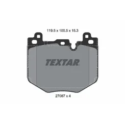 Fékbetétkészlet, Tárcsafék Bmw P. 1/2/X1/X2 1,5-2,0 22- - TEXTAR (2708701)